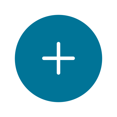 Dark blue circle with a plus icon in the middle